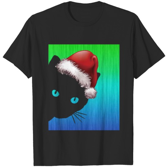 Discover black cat christmas hat 3 T-shirt