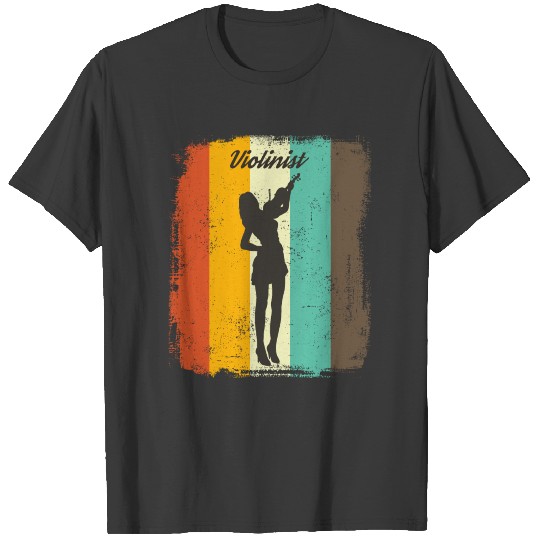 Violinist Retro 70s Vintage Violin Playing Gift T-shirt