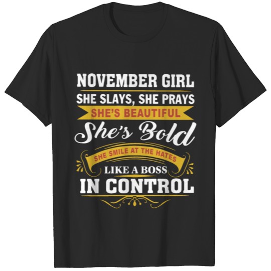 Discover november gorl she slays she plays she is beautiful T-shirt
