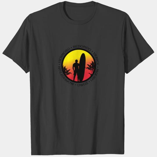 Los Angeles Surfing Cool Sunset Surfer Palm Tree T-shirt