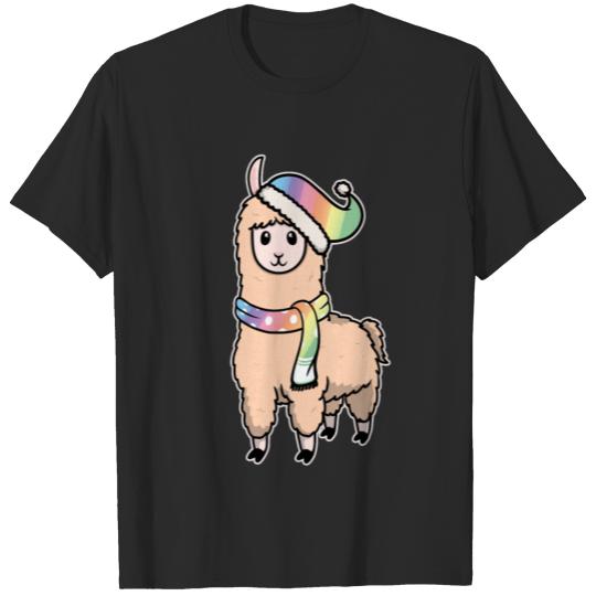 Discover Animal Children Llama Alpaca Christmas Winter Gift T-shirt