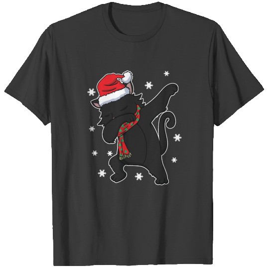 Black Cat Dabbing Xmas Christmas Present & Gift T-shirt