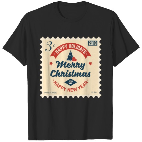 Discover Stamp 3 Cent - Merry Christmas & Happy New Year T-shirt