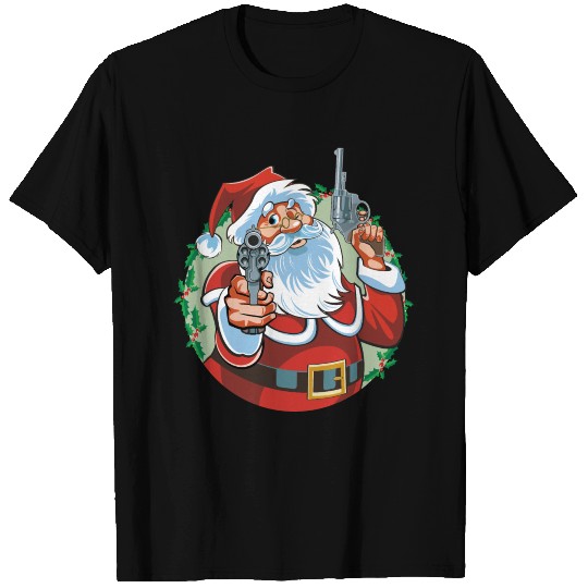 Bad Santa Claus with pistols T-shirt