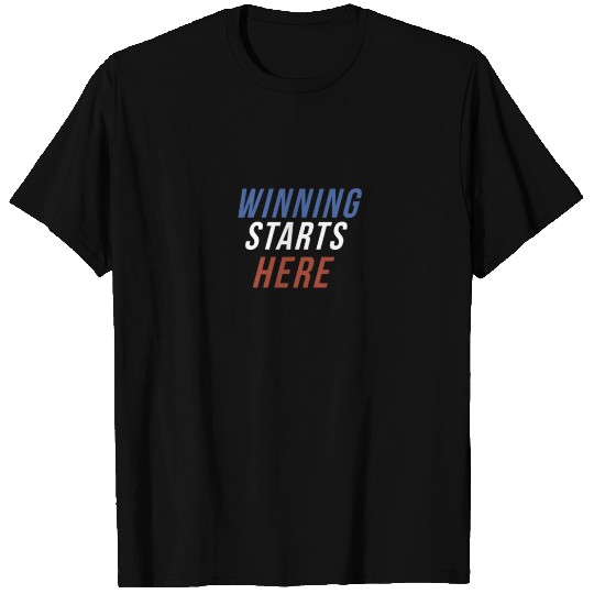 Winning Starts Here Running Runner 5K Fun Run Text T-shirt