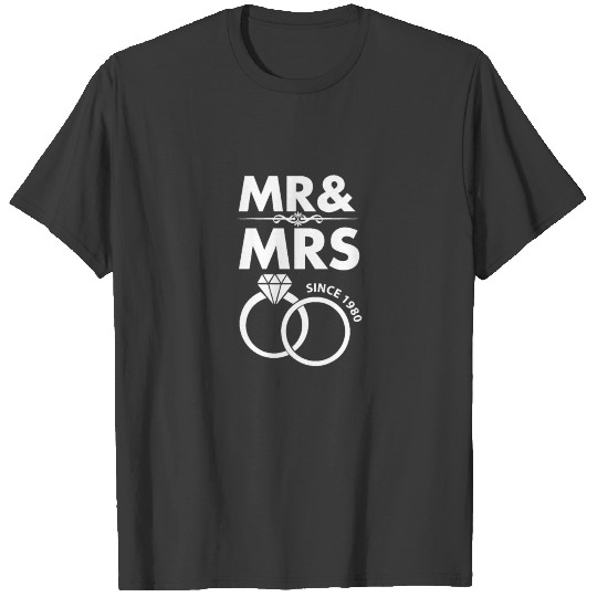 Mr and Mrs Since 1980 Wedding Anniversary T-shirt