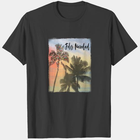 Feliz Navidad Mexican Family Christmas Beach Palm T-shirt