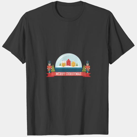 Merry Christmas Snow Globe North Pole Town T-shirt