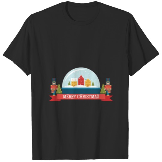 Discover Merry Christmas Snow Globe North Pole Town T-shirt