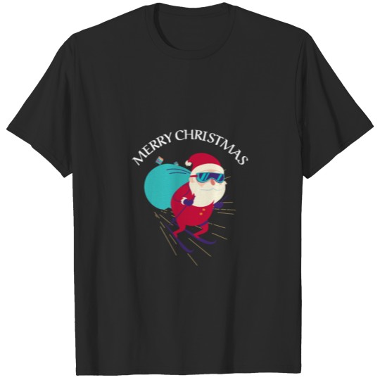 Discover Merry Christmas Santa Claus with Ski Present Gift T-shirt