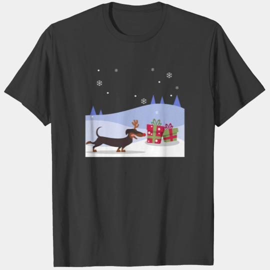 Reindeer Dachshund Dog For Women Men Christmas T-shirt