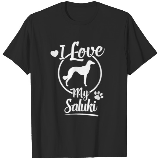 Discover I Love My Saluki Dog Owner Gift Heart Dog Paw T-shirt