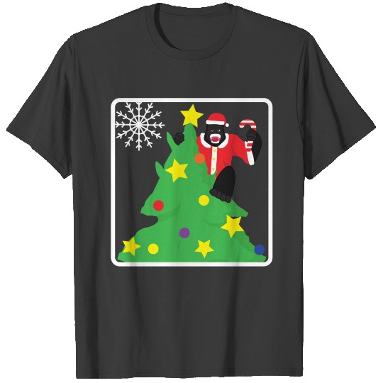 King Kong on Christmastree Gorilla Christmas T-shirt