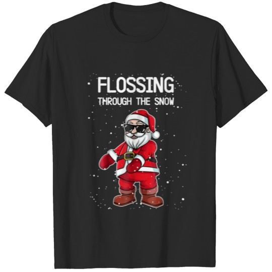 Discover Christmas Flossing Through Snow Xmas Santa Claus T-shirt
