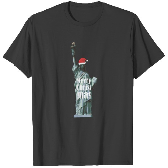 Statue of Liberty Christmas Santa Holiday Present T-shirt