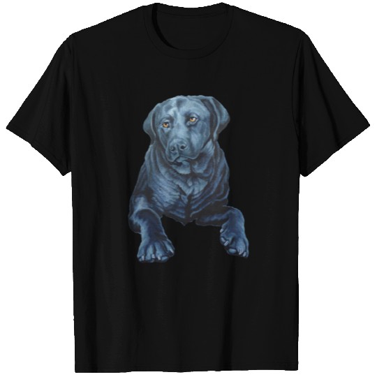 Black Lab Blue Dog Art T-shirt