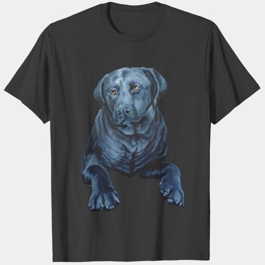 Black Lab Blue Dog Art T-shirt