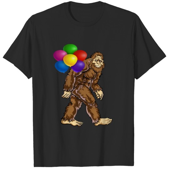 Discover Bigfoot Hunter Birthday Rainbow Color Balloon T-shirt