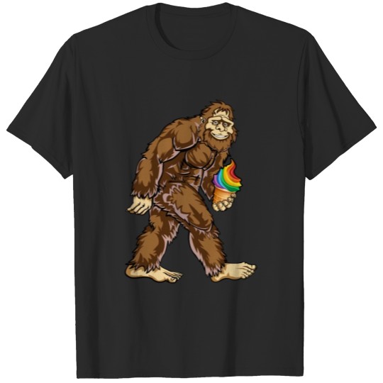 Discover Bigfoot Hunter Rainbow Ice cream cone Funny T-shirt
