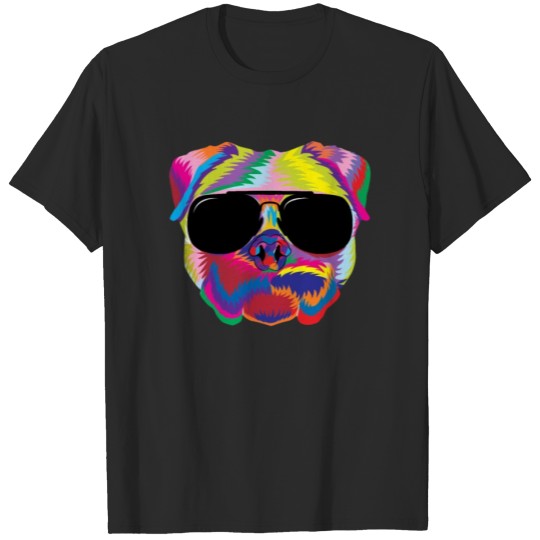 Discover Psychedelic Pug Dog Face with Sunglasses T-shirt