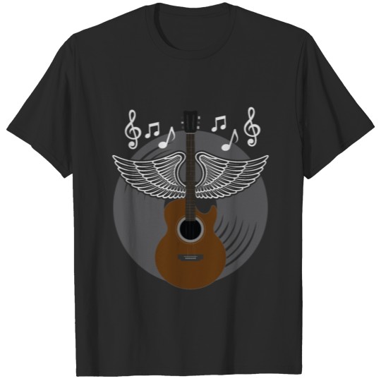 Discover Acoustic Guitar With Angel Wings Guitar Player T-shirt