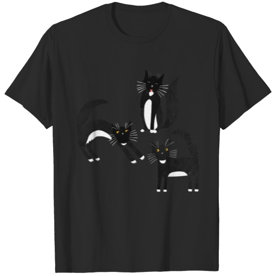 Discover Three Black and White Tuxedo Cats T-shirt