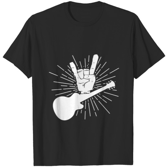 Discover Hand Rock Sign Heavy Metal Guitar Unique Rocker T-shirt