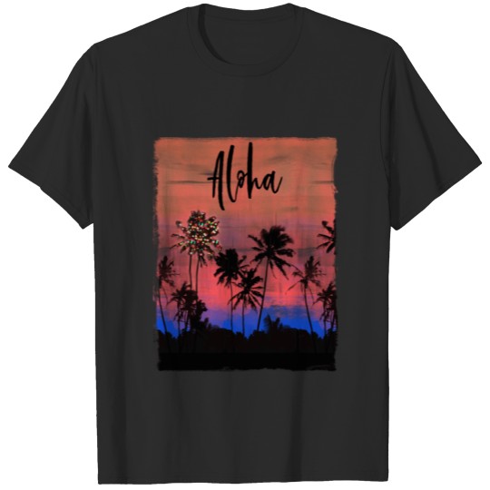 Discover Christmas Tree Lights Palm Tree Beach Hawaii T-shirt