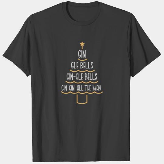Gin-Gle Bells Christmas Tree For Gin Lovers Gold T-shirt