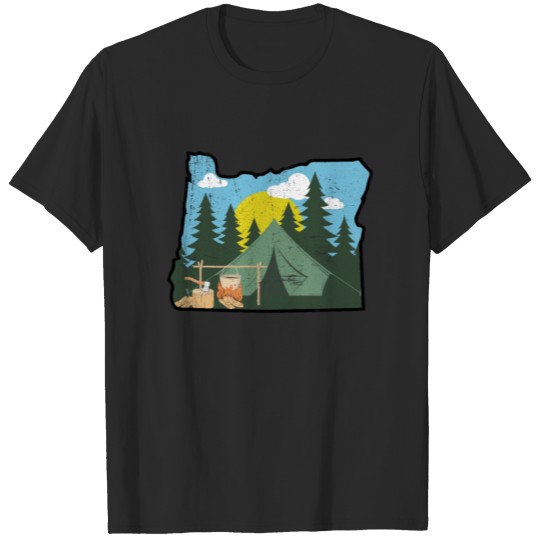 Discover Retro Distressed Oregon Outline Pacific Northwest T-shirt