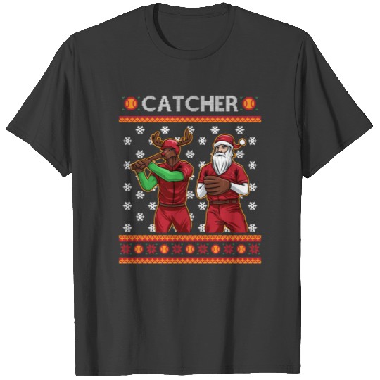 Catcher baseball Christmas Ugly Sweater T-shirt