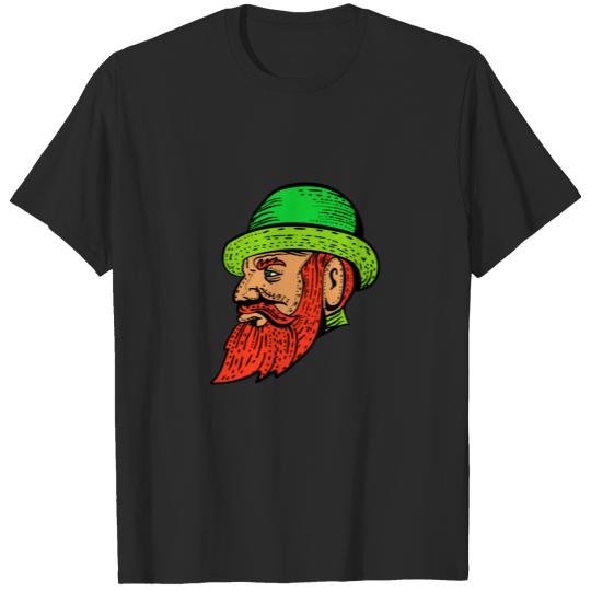 Discover Hipster Wearing Bowler Hat Etching Color T-shirt