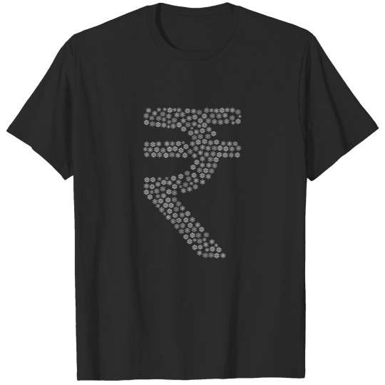 Discover Snow Wordcloud of a cur rupee form (white) T-shirt