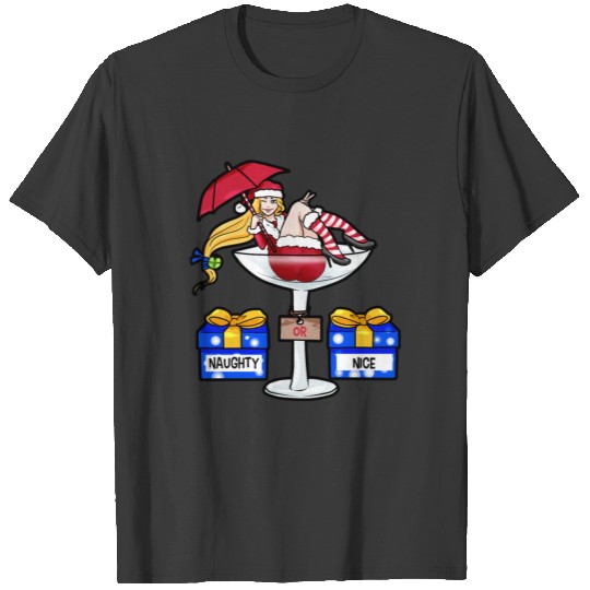 Christmas Girl elf Santa Naughty or Nice Present T-shirt