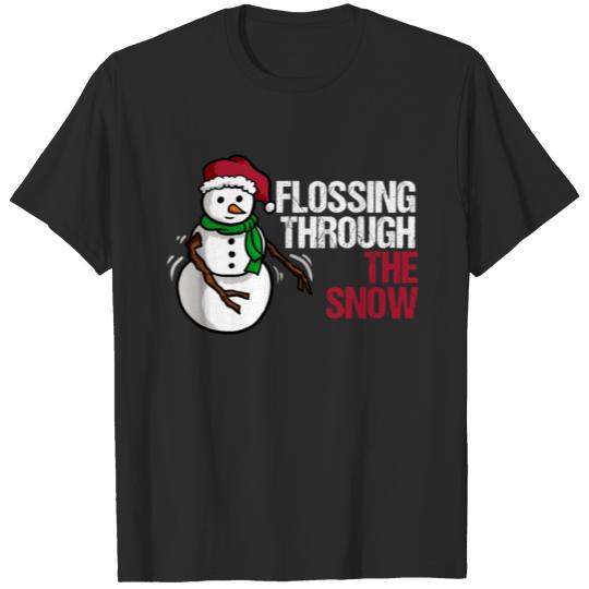 Discover Flossing Through The Snow Christmas SnowMan Design T-shirt