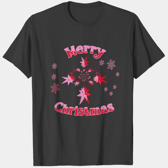 Poinsettia star Merry Christmas T-shirt