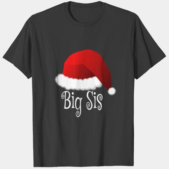 Big Sis Sister Christmas Santa Hat Design T-shirt
