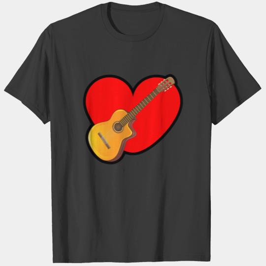 Heart with a guitar gift idea musician T-shirt