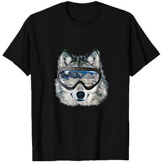 Funny Cute Wolf Face With 3D Glasses T-shirt