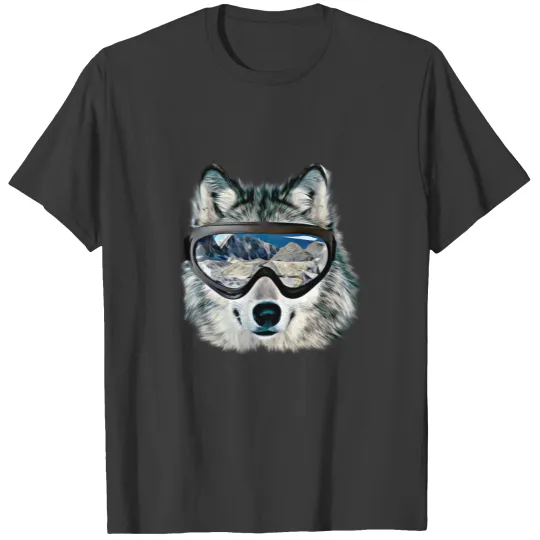 Funny Cute Wolf Face With 3D Glasses T-shirt