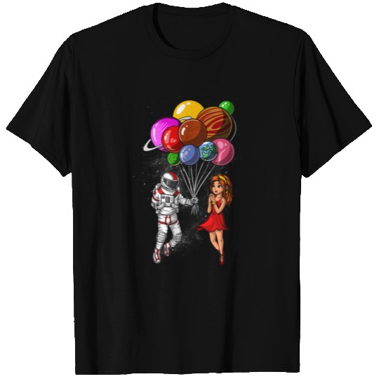 Space Astronaut Planets Balloons Couples Matching T-shirt