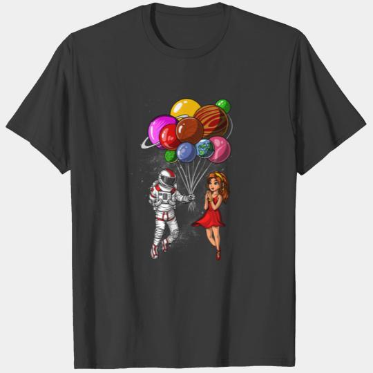 Space Astronaut Planets Balloons Couples Matching T-shirt