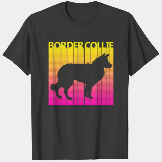 Border Collie Dog Retro 1980s T-shirt