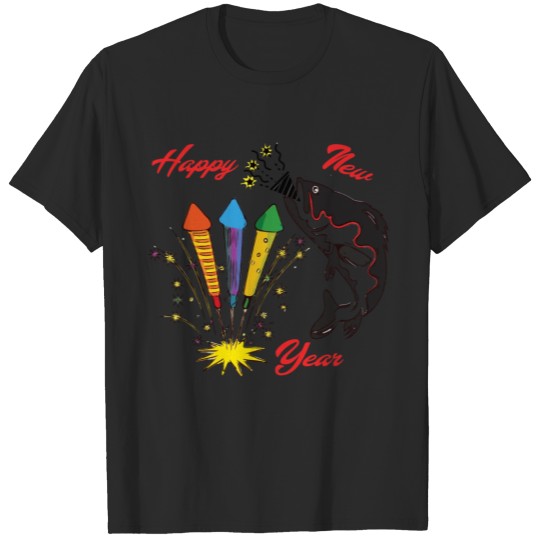 Discover Fish Happy New Year angler rod gift T-shirt