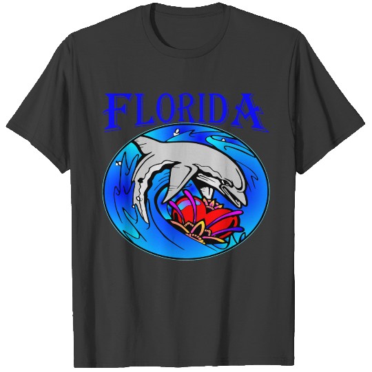 Florida Dolphin & Heart ©WhiteTigerLLC.com T-shirt