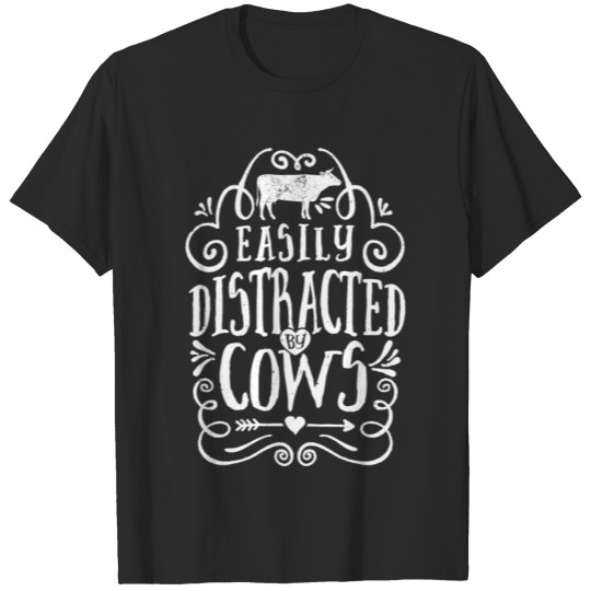 Discover Easily Distracted By Cows T shirt Cow Farmer T-shirt