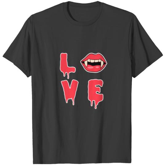 Sexy Love Halloween vampire lips blood T-shirt