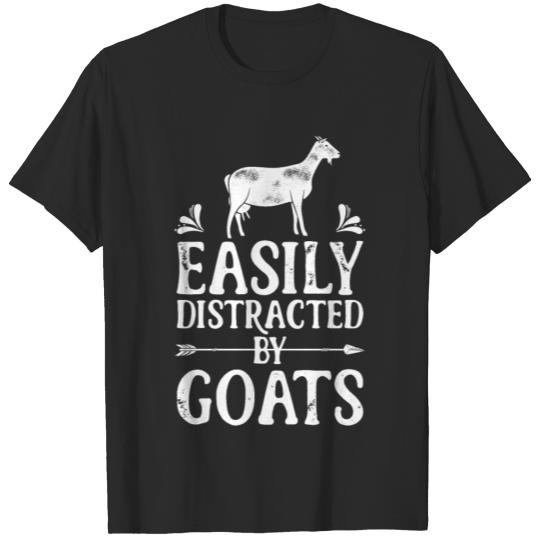 Discover Easily Distracted By Goats T shirt Cow Farmer T-shirt