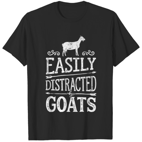 Discover Easily Distracted By Goats T shirt Cow Farmer T-shirt