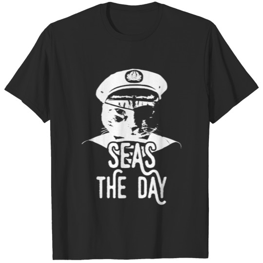 Seas the Day Cat Carpe Diem Sailing Sailor Cool Na T-shirt